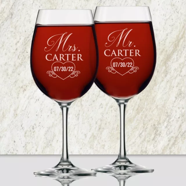 Mr and Mrs Personalized Wine Glasses - Set of 2