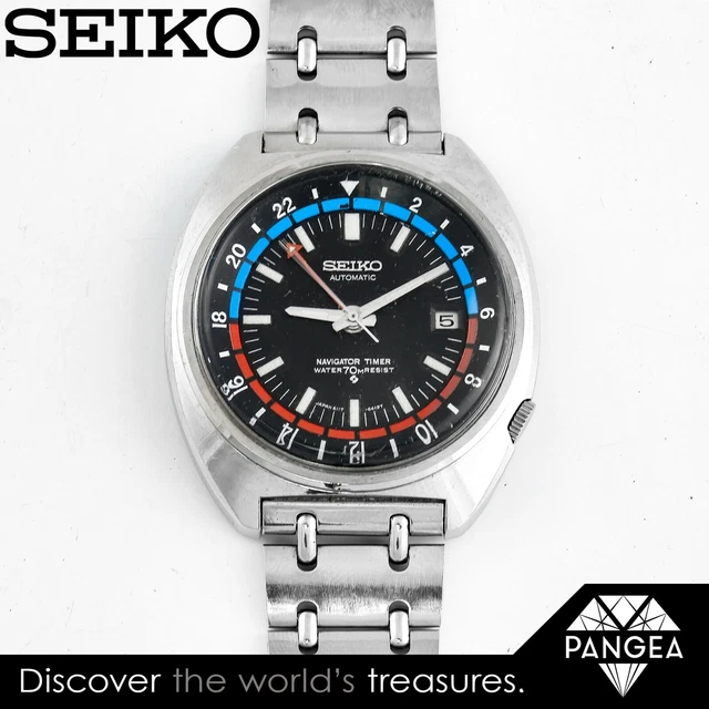 1970S SEIKO NAVIGATOR Timer Ref. 6117-6419 GMT Black Dial 41mm Watch RARE  EUR 459,29 - PicClick IT