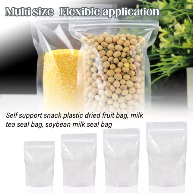 100PCS Reusable Clear Transparent Stand Up Pouches Food Safe Zipper Seal Bags AU