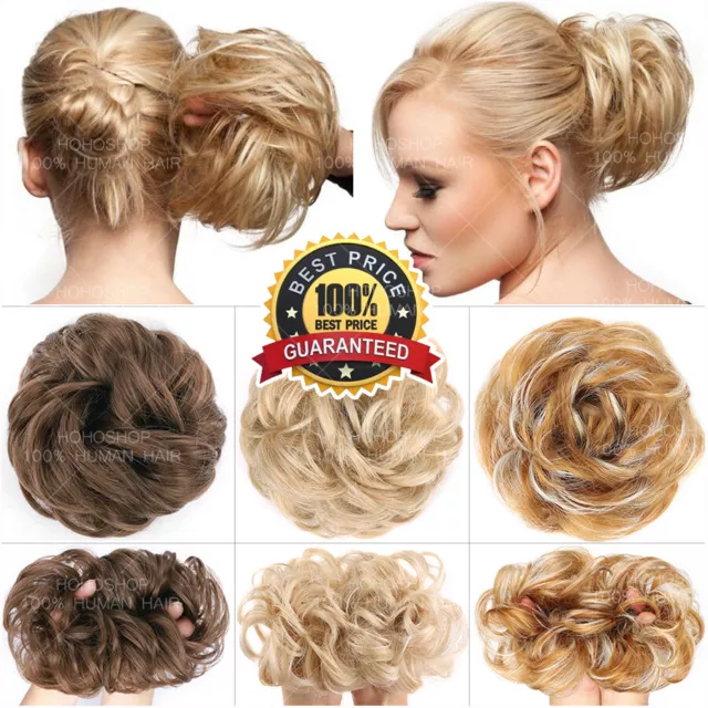 100% Echthaar Scrunchie Messy Bun Dutt Human Hair Extensions Haarteile Ponytail