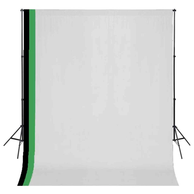 Kit Studio Foto 3 Fondali in Cotone con Telaio Regolabile 3x3 m 5199397