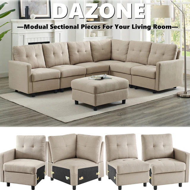 7 SEATS MODERN Modular Sectional Sofa DIY Couch Fabric Upholstered