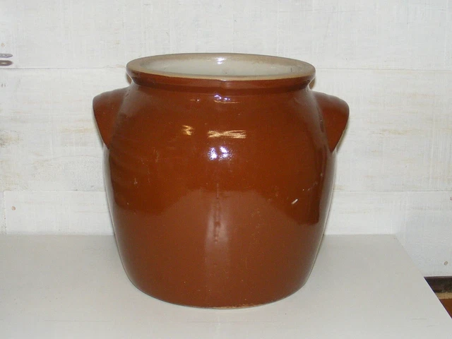 Ancien Vase St Clément Grès Vernissé Marron Numéroter 9132