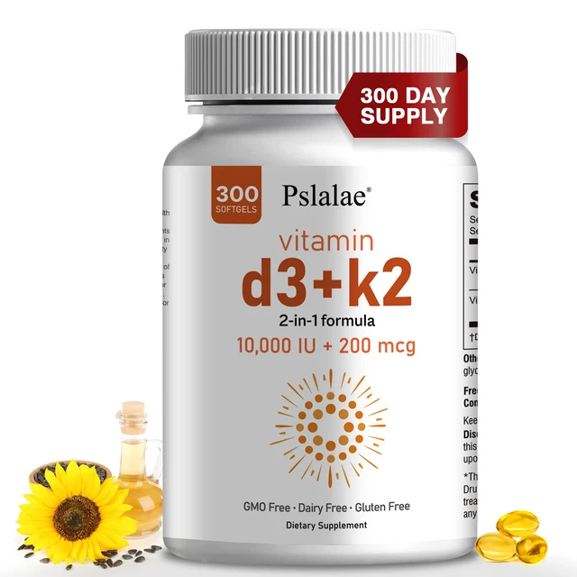 VITAMIN D3 10000 IU + K2 MK7 200mcg - Supports Healthy Bone Heart 300 ...