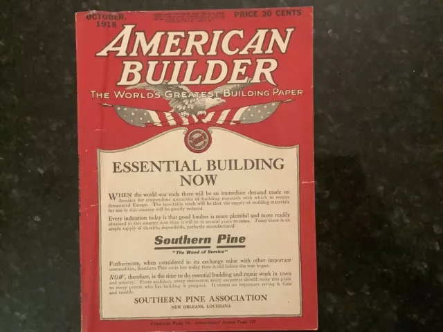 American Builder Magazine April 1919 Home Designs Loaded w/ Great Ads! Farm