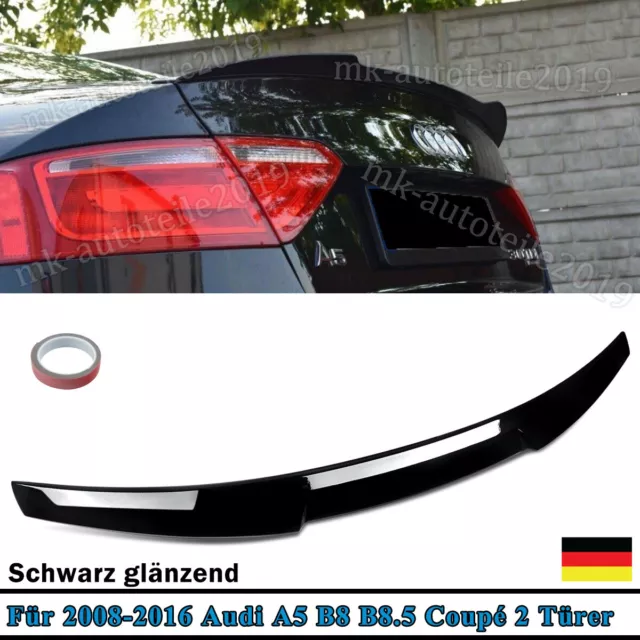 Heckspoiler SCHWARZ GLANZ M4 Optik Für Audi A5 B8 B8.5 2 Türer Spoiler Ansatz