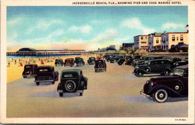 Pier and Casa Marine Hotel, Jacksonville Beach FL Vintage Postcard Q77