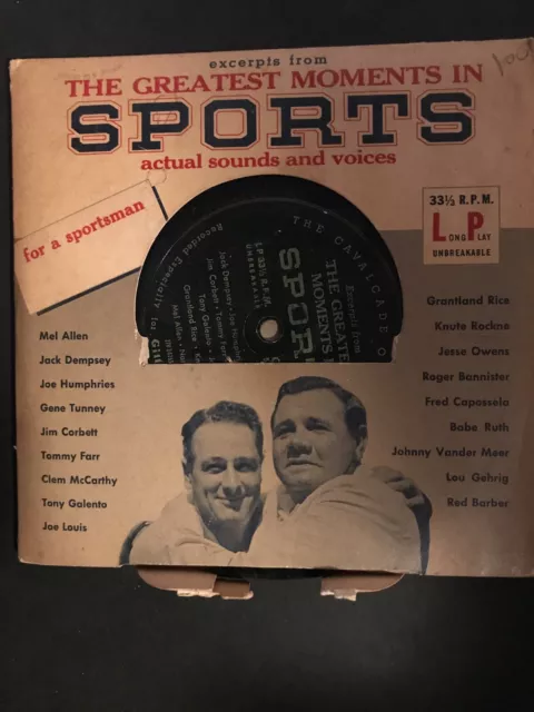 Greatest Moments in Sports 7-inch 33⅓ rpm 1955 Gillette Razor Premium EXCELLENT