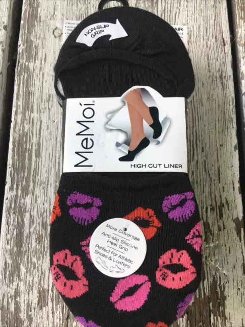 NEW MeMoi LIPS 👄💄Print Anti Slip Silicone Heel Grip No Show Liner Socks, OS