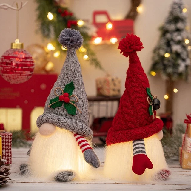 Christmas Faceless Gnome LED Light Up Plush Glowing Doll Ornament Party Decor