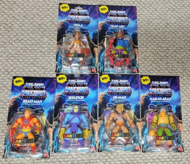 LOTE DE 6 figuras de colección de dibujos animados de Masters of the Universe Origins MOTU LOTE