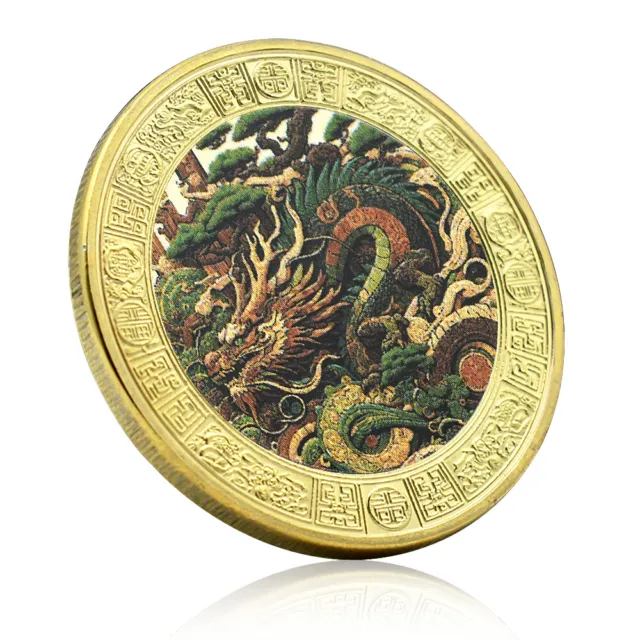 Chinese Medal Zodiac Year of The Dragon Collect 2024 Commemorative Gold Coin