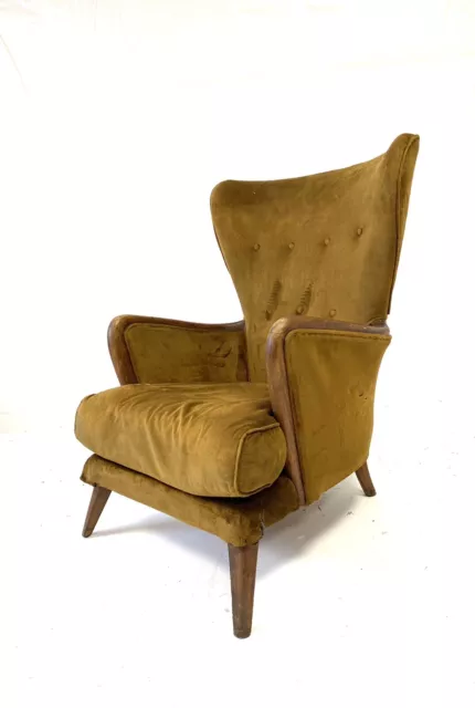 Vintage Retro Mid Century Paolo Buffa Style Armchair 1960s Danish Era Wing Chair