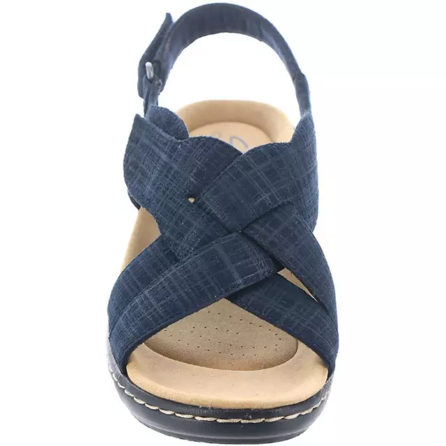 CLARKS WOMENS MERLIAH Echo Navy Wedge Sandals Shoes 7 Medium (B,M) BHFO ...