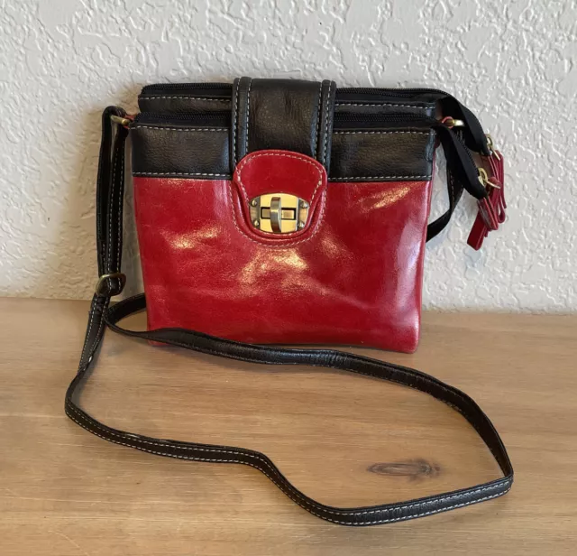SOPHIA VISCONTI Handbag Wallet Red Black Genuine Shoulder Cross Body Bag Purse