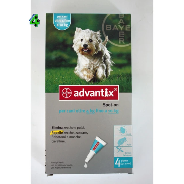 ADVANTIX BAYER CANI da 4 - 10 kg ANTIPARASSITARIO ANTIZECCHE ANTIPULCI