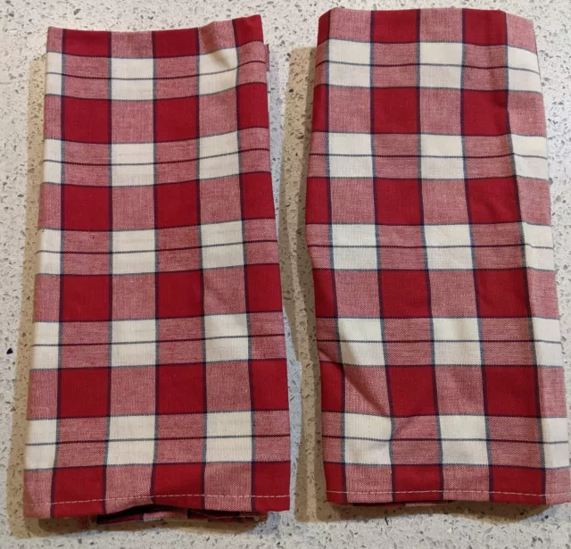 Longaberger Picnic Plaid Fabric Square Napkins Set Of 2 Brand New Vintage 19"