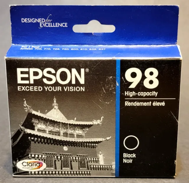 Genuine Epson 98 High Capacity Black T098120 Ink Cartridge New Sealed