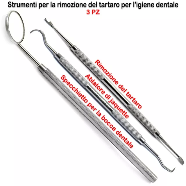 Strumenti di Pulizia dei Denti Rimozione Tartaro Igiene Dentale Scaler Specchio