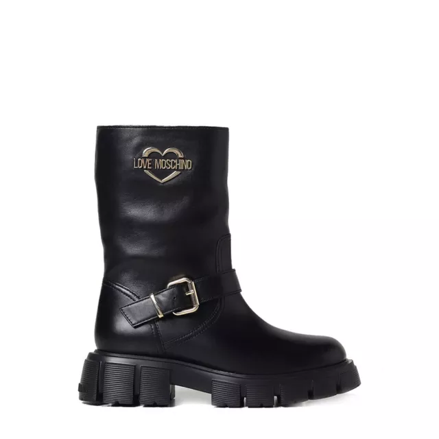 Love Moschino Women Ankle Boots In Black Leather Style Ja24495G0Fia0_000