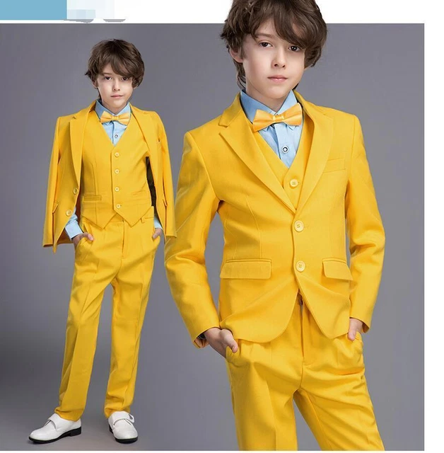 Boys Suits Yellow Suit Waistcoat Suit Wedding Party Formal Baby Page Boy Suit