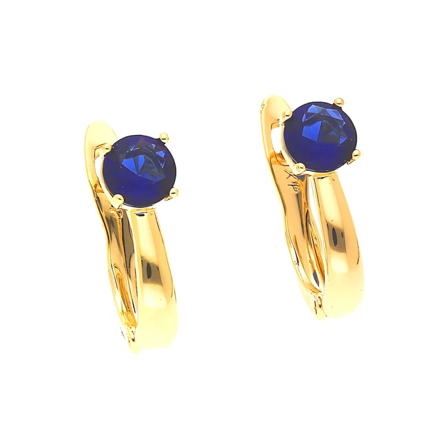 Boucles D'oreilles Dormeuses Femme Plaqué Or 750/1000 - Solitaire - Bijouterie Papillon Bleu - Neuves Avec étiquettes