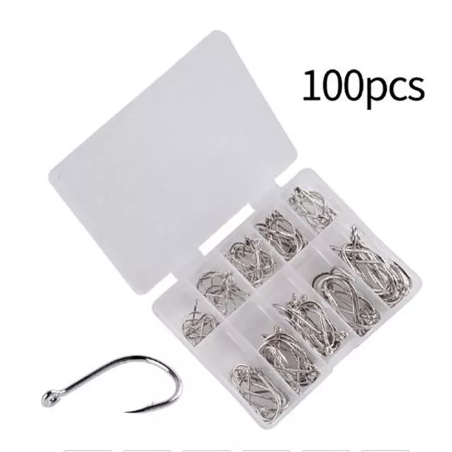 100pcs/box Fishing Hooks Carbon Steel Single Circle Fishhook Fishing Accesso-lk