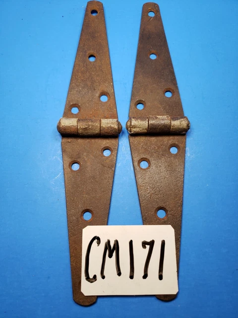 Vintage Strap Hinges Rustic Gray Paint 10" Long Iron Barn Door, Trunk Lid Box 6