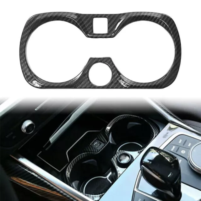 For BMW 3er G20 2019-2021 Carbon Fiber Central Console Water Cup Cover Trim ABS