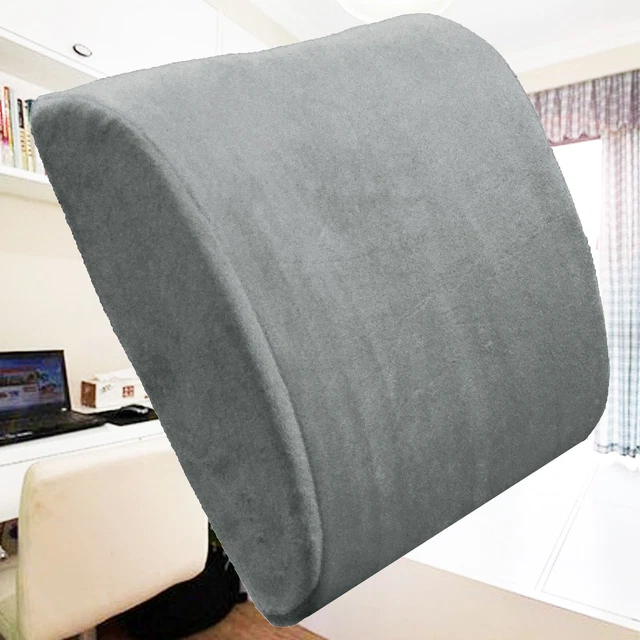 Premium Memory Foam Lumbar Support Cushion Back Pillow Home Office Chair Gray