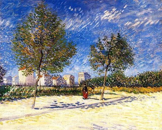 Art Oil painting Vincent Van Gogh - Outskirts of Paris landscape hand painted