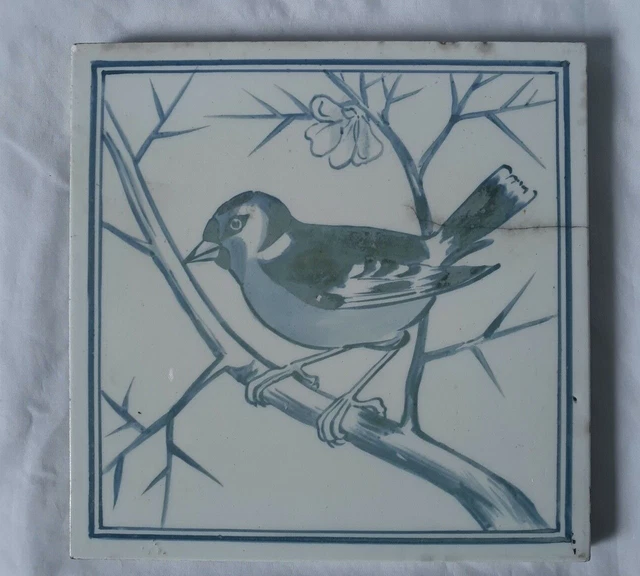 Charming Minton Bird Design Hand Painted Antique Tile, Circa 19Th Century (D)