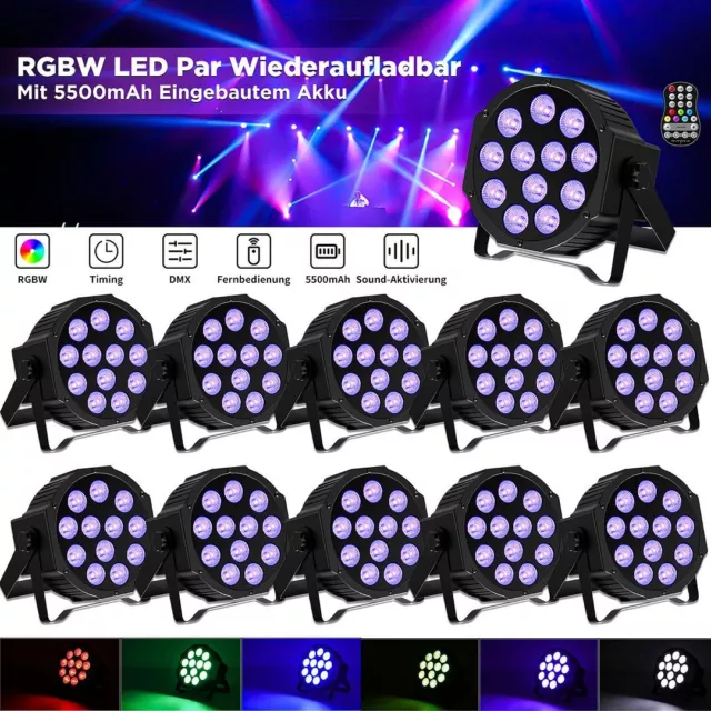 LED Par Wiederaufladbar 5500mAh Akku RGBW 12 LED Par Bühnenlicht DMX DJ Show