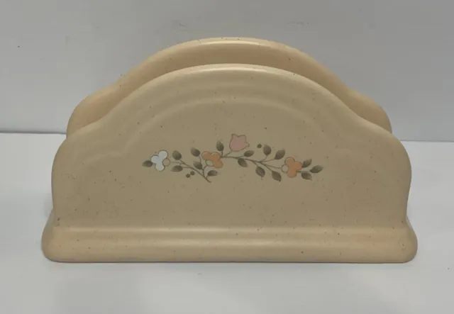 Vintage Pfaltzgraff flower design napkin holder. Stoneware Kitchen Paper Holder