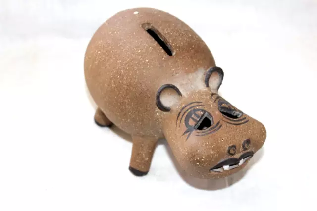 Vintage Mid Century Studio Pottery Hippo bank Animal Figurine  Lisa Larson vibes