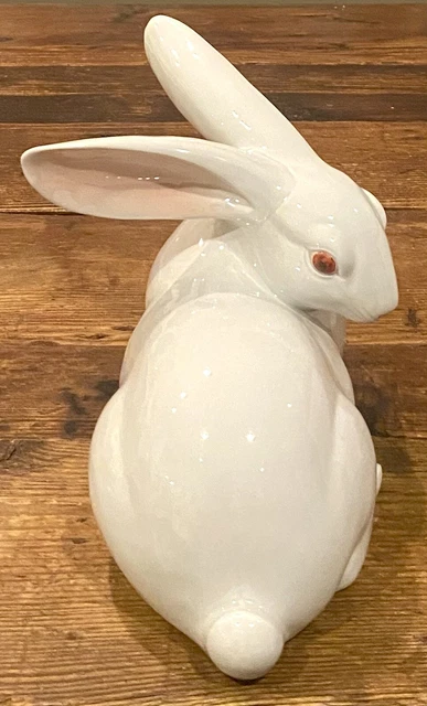 VTG Fitz and Floyd White Ceramic Rabbit Figurine Sitting/Ears Up. EUC