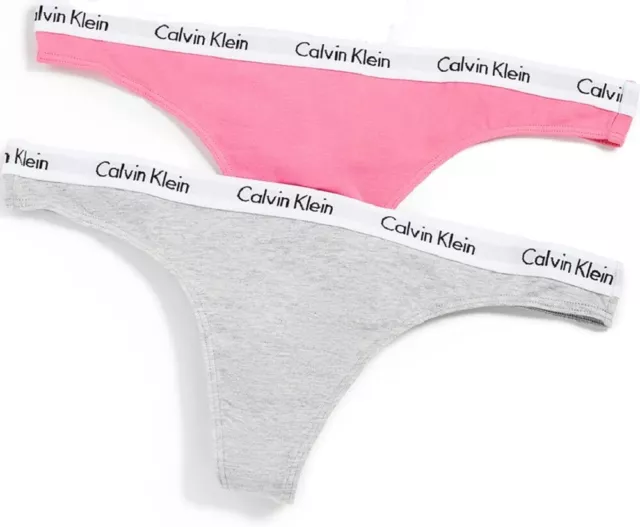 Calvin Klein Carousel Cotton Thong 3 PK - Gray(2) & Pink(1) - NIP - Small