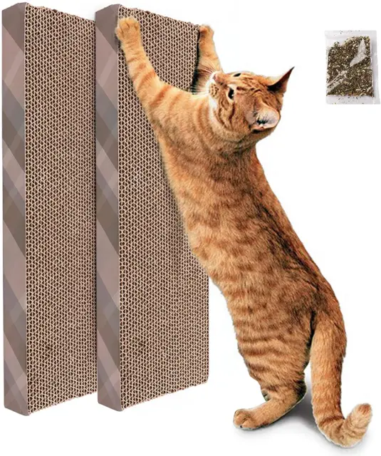 Cartón rascador de gatos Primepets, paquete de 2 almohadillas para rascar gato corrugado reciclado,