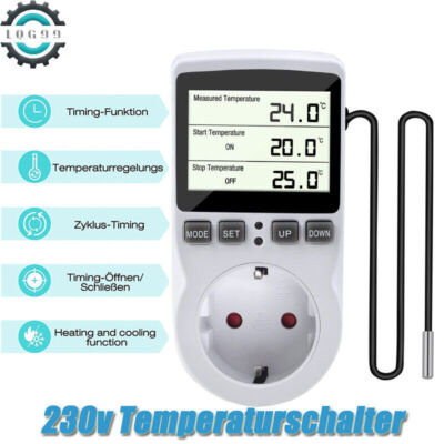 HIADA Digitaler Temperaturregler Mit Wasserdichtem Sensor - Steckdosen-Thermostat Für Gewächshaus & Aquarium