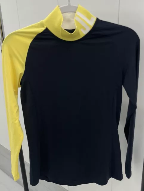 J LINDEBERG , NWOT , Woman’s Black/Yellow Long Sleeves Golf Shirt, Sz M ...