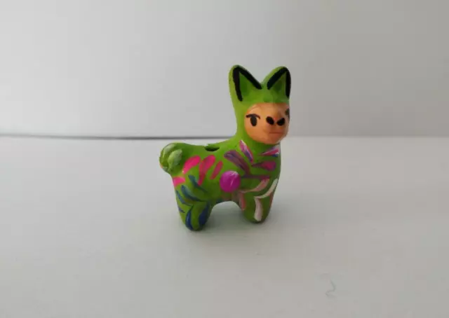 Mini LLAMA 1 1/8" Peruvian Clay Figurine Ceramic Handmade Collectable Art Peru