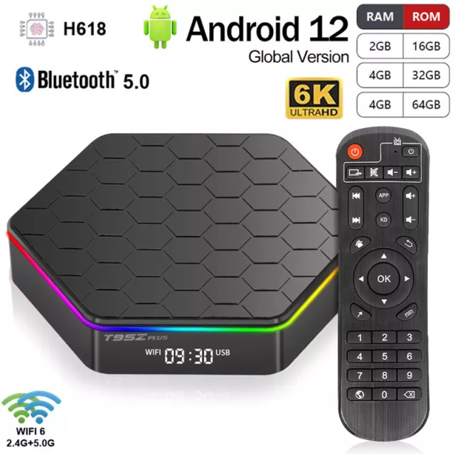 T95 Smart TV BOX 4GB+64GB 32GB Android 12 Quad Core WIFI Netzwerk Media Player