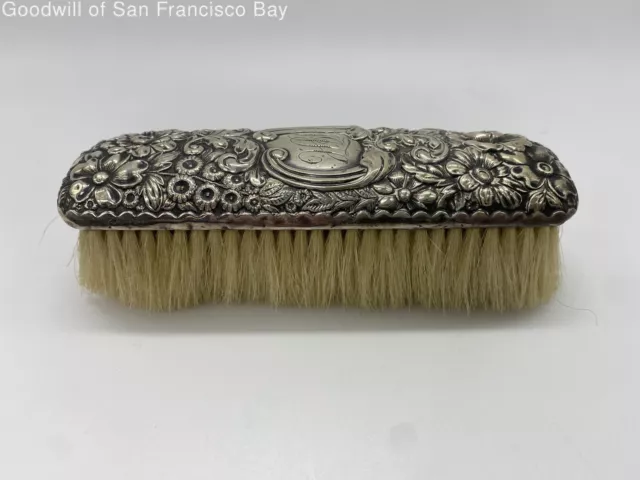 Antique Gorham Sterling Silver Clothes Brush Floral Monogramed Medium C607