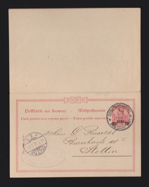 Ganzsache dt. Auslandspost Türkei P8F/A von Konstantinopel 1902 gelaufen
