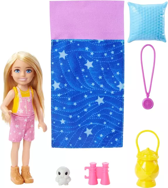 Barbie It Takes Two Doll & Accessories, Camping Playset with Owl, Sleeping Bag & 3