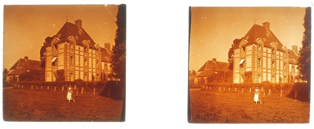 Family Maison Manoir France c1930 Photo Glass Plate Vintage V36L6n2 2