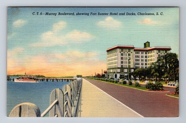 Charleston SC-South Carolina, Fort Sumter Hotel, Advertising, Vintage Postcard