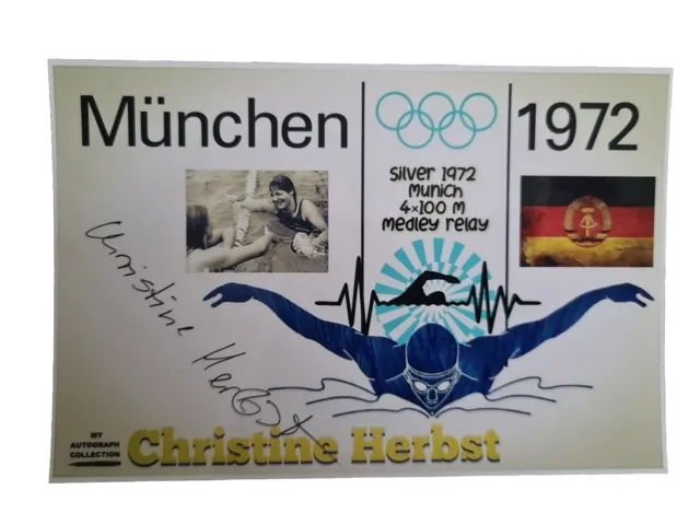 Christine Herbst (DDR) Schwimmen 2.OS 1972 München Orginal Signiertes Foto