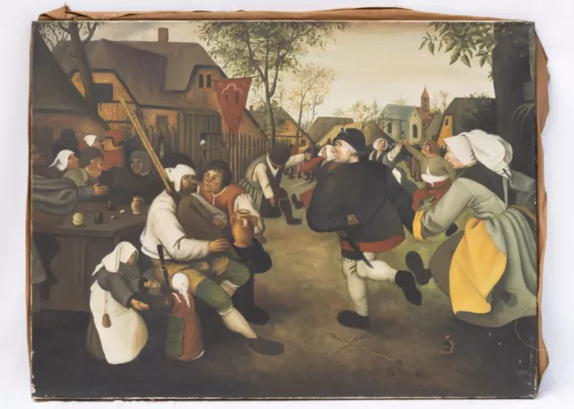 La danza dei contadini (80x60) - Bruegel il Vecchio olio su tela falso d'autore