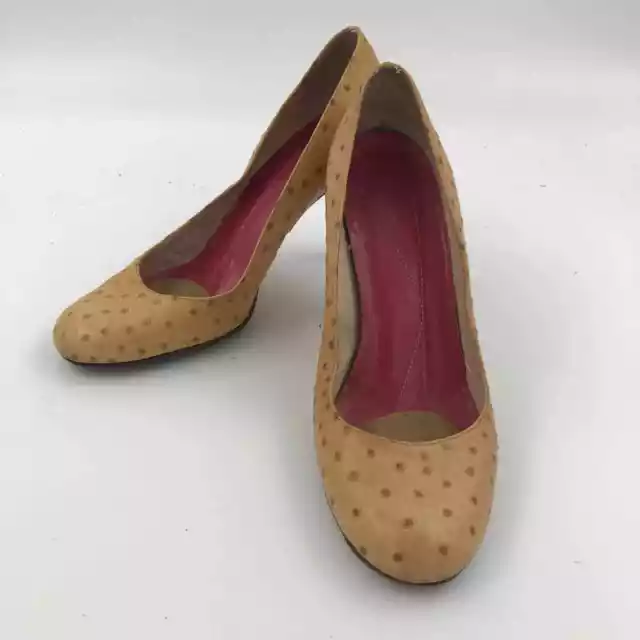 KATE SPADE Camel Karolina Ostrich Pump Heels US 6B EUC